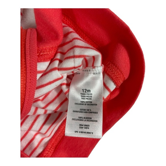 NWT Baby - Carters Girls 3-Piece Set - Orange and White - 12 months - Picture 3 of 6